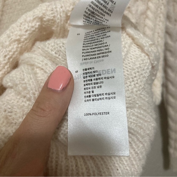 Aelfric Eden Retro 90s Cable Knit Fisherman Sweater Size Small Cream Unisex - Picture 6 of 6